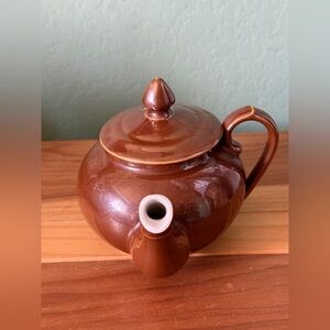 Pillivuyt France Porcelain Teapot #772 Brown Luster Built-In Strainer 4”
